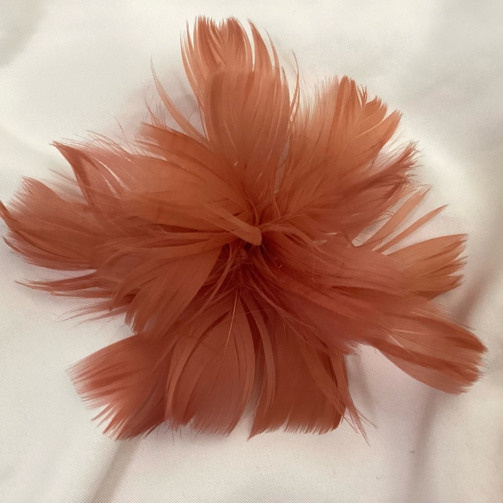 Petite Burnt sienna, orange coral.  Feather Fascinator Hair Clip. Handmade
